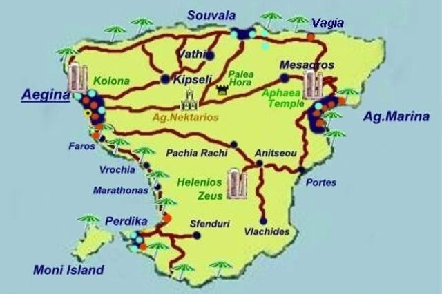 Aegina Island - Plan of the Argo-Saronic Island 
